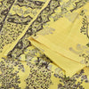 Sanskriti Vintage Sarees Yellow 100% Pure Silk Printed Sari 6yd Craft Fabric