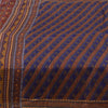 Sanskriti Vintage Sarees Blue/Orange Pure Silk Printed Sari 5yd Craft Fabric