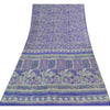 Sanskriti Vintage Sarees Purple 100% Pure Silk Printed Sari 5yd Craft Fabric