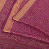 Sanskriti Vintage Sarees Purple Woven Border Pure Silk Printed Sari 5yd Fabric