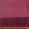 Sanskriti Vintage Sarees Purple Woven Border Pure Silk Printed Sari 5yd Fabric