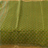 Sanskriti Vintage Sarees Green 100% Pure Silk Printed Sari 5yd Craft Fabric