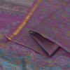 Sanskriti Vintage Sarees Purple Zari Border Pure Silk Print Sari 6ydCraft Fabric