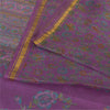 Sanskriti Vintage Sarees Purple Zari Border Pure Silk Print Sari 6ydCraft Fabric