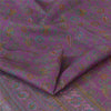 Sanskriti Vintage Sarees Purple Zari Border Pure Silk Print Sari 6ydCraft Fabric