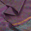 Sanskriti Vintage Sarees Purple Zari Border Pure Silk Print Sari 6ydCraft Fabric