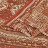 Sanskriti Vintage Sarees Orange Indian Pure Silk Printed Sari 5yd Craft Fabric