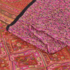 Sanskriti Vintage Sarees Pink Indian 100%Pure Silk Printed Sari 6yd Craft Fabric