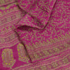 Sanskriti Vintage Sarees Dark Pink 100% Pure Silk Printed Sari 5yd Craft Fabric