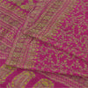 Sanskriti Vintage Sarees Dark Pink 100% Pure Silk Printed Sari 5yd Craft Fabric