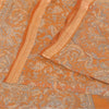 Sanskriti Vintage Sarees Saffron Indian Pure Silk Printed Sari 6yd Craft Fabric