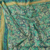 Sanskriti Vintage Sarees Green Indian Pure Silk Printed Sari 5yd Craft Fabric