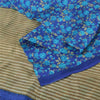 Sanskriti Vintage Sarees Indian Blue 100%Pure Silk Printed Sari 5yd Craft Fabric