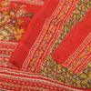 Sanskriti Vintage Sarees Heena-Green/Red Pure Silk Printed Sari 6yd Craft Fabric