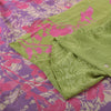 Sanskriti Vintage Sarees Green Pure Georgette Silk Printed Sari 5yd Craft Fabric