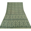 Sanskriti Vintage Sarees Olive Green Pure Silk Printed Sari 5yd Craft Fabric