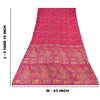 Sanskriti Vintage Sarees Hot Pink Indian Pure Silk Printed Sari 5yd Craft Fabric