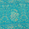 Sanskriti Vintage Sarees Blue/Sea-Green Pure Silk Printed Sari 6yd Craft Fabric