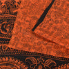 Sanskriti Vintage Sarees Orange Peacock Pure Silk Printed Sari 5yd Craft Fabric