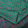 Sanskriti Vintage Sarees Green/Pink 100%Pure Silk Printed Sari 6yd Craft Fabric