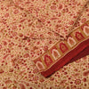 Sanskriti Vintage Sarees Peach/Red Pure Silk Printed Sari 5yd Craft Fabric