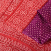 Sanskriti Vintage Sarees Purple/Red Bandhani Pure Silk Printed Sari Craft Fabric