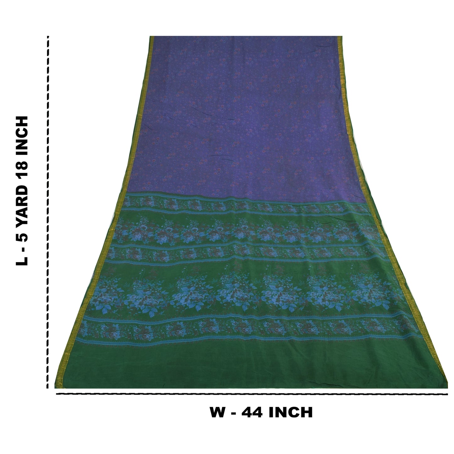 Sanskriti Vintage Sarees Purple Zari Border Pure Silk Printed Sari Craft Fabric