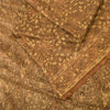 Sanskriti Vintage Sarees Brown Indian Pure Silk Printed Sari 5yd Craft Fabric