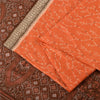 Sanskriti Vintage Sarees Orange/Brown Pure Silk Printed Sari 5yd Craft Fabric