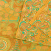 Sanskriti Vintage Sarees Yellow 100% Pure Silk Printed Sari 5yd Craft Fabric