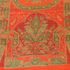 Sanskriti Vintage Sarees Orange/Green Pure Silk Printed Sari 6yd Craft Fabric