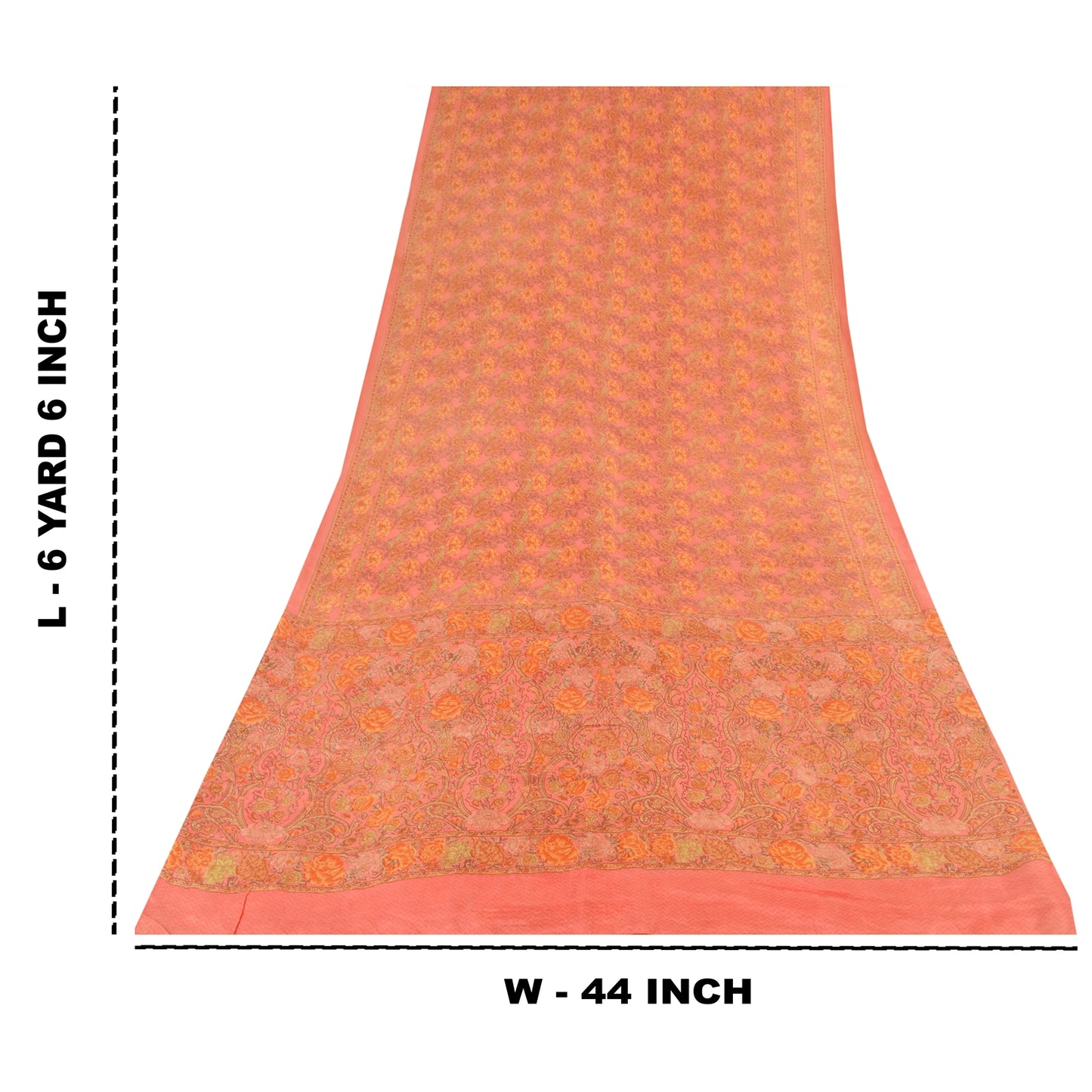 Sanskriti Vintage Sarees Blush Pink Pure Silk Printed Sari 6yd Craft Fabric