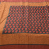 Sanskriti Vintage Sarees Black/Orange Pure Silk Printed Sari 5yd Craft Fabric