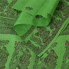 Sanskriti Vintage Sarees Green Pure Silk Women Printed Sari 5yd Craft Fabric