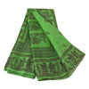 Sanskriti Vintage Sarees Green Pure Silk Women Printed Sari 5yd Craft Fabric