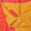 Sanskriti Vintage Sarees Yellow/Red Bandhani Printed Pure Silk Sari 5yd Fabric