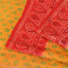 Sanskriti Vintage Sarees Yellow/Red Bandhani Printed Pure Silk Sari 5yd Fabric