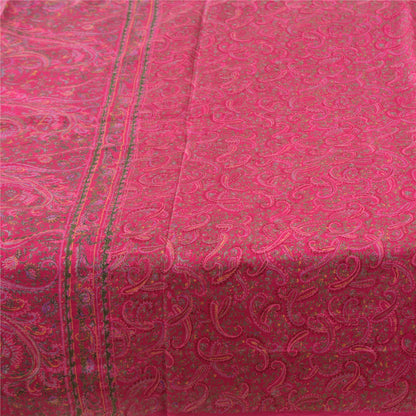 Sanskriti Vintage Sarees Hot Pink 100% Pure Silk Printed Sari 5+yd Craft Fabric