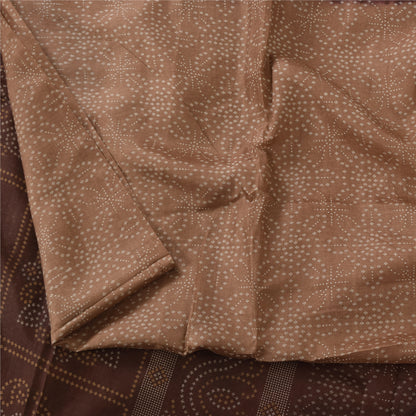 Sanskriti Vintage Sarees Shades Of Brown Pure Silk Print Sari 5+yd Craft Fabric