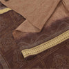 Sanskriti Vintage Sarees Shades Of Brown Pure Silk Print Sari 5+yd Craft Fabric