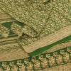 Sanskriti Vintage Sarees Green Indian Pure Silk Printed Sari 6+yd Craft Fabric