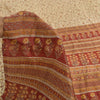 Sanskriti Vintage Sarees Ivory/Red 100% Pure Silk Printed Sari 6+yd Craft Fabric