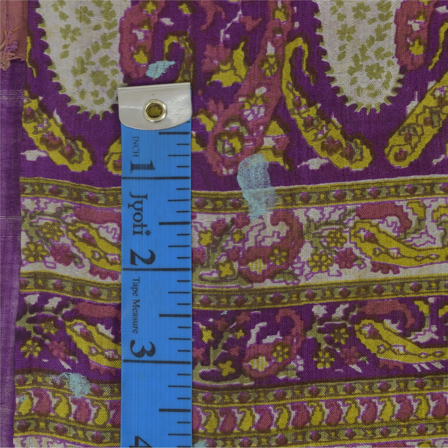 Sanskriti Vintage Sarees Purple Indian Pure Silk Printed Sari 5+yd Craft Fabric