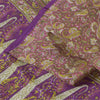 Sanskriti Vintage Sarees Purple Indian Pure Silk Printed Sari 5+yd Craft Fabric