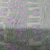 Sanskriti Vintage Sarees Green/Purple Pure Silk Printed Sari 6+yd Craft Fabric