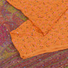 Sanskriti Vintage Sarees Orange Pure Silk Printed Woven Sari 5+yd Craft Fabric