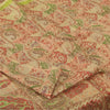 Sanskriti Vintage Sarees Beige Indian Pure Silk Printed Sari 6+yd Craft Fabric