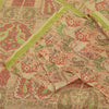 Sanskriti Vintage Sarees Beige Indian Pure Silk Printed Sari 6+yd Craft Fabric