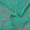 Sanskriti Vintage Sarees Sea-Green 100% Pure Silk Printed Sari 5+yd Craft Fabric