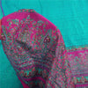 Sanskriti Vintage Sarees Turquoise 100% Pure Silk Printed Sari 5+yd Craft Fabric